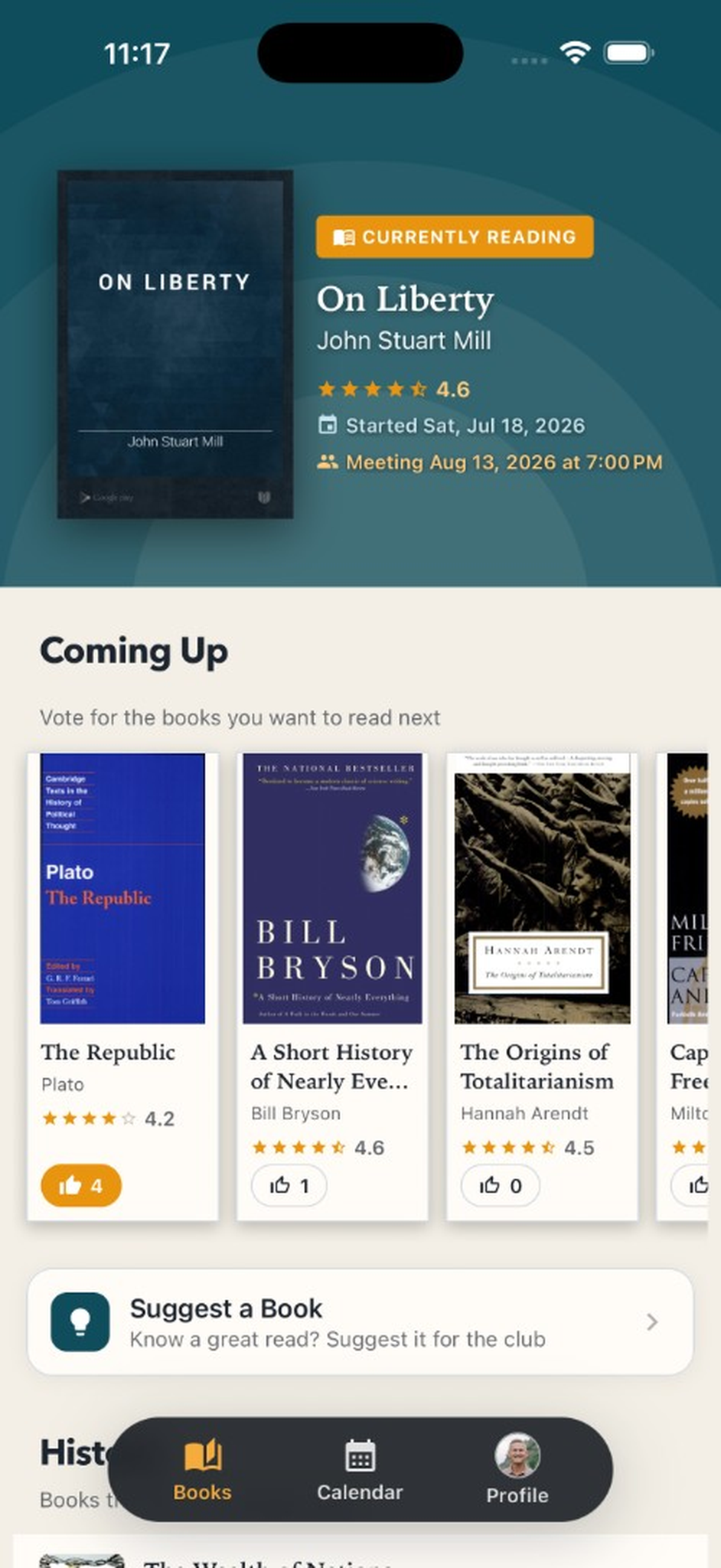 BookHook books home with currently reading and voting